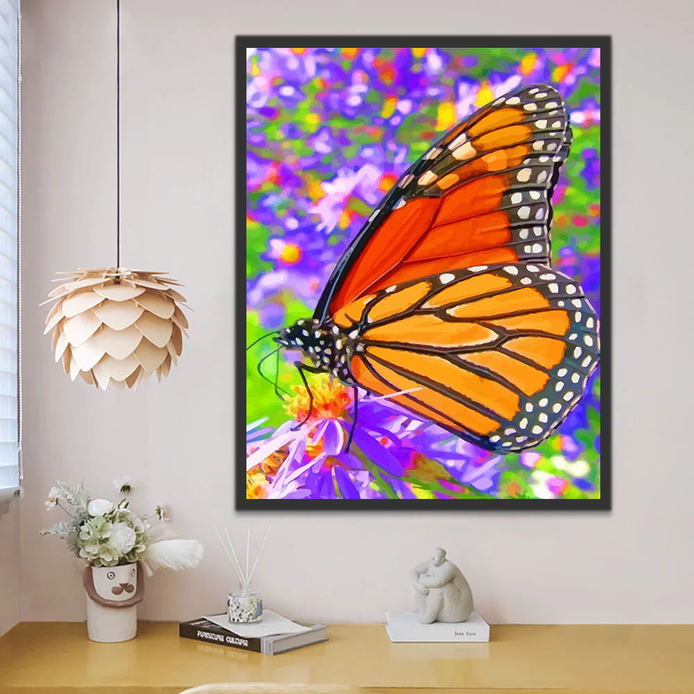 Butterfly on A Purple Flower Paint by Numbers