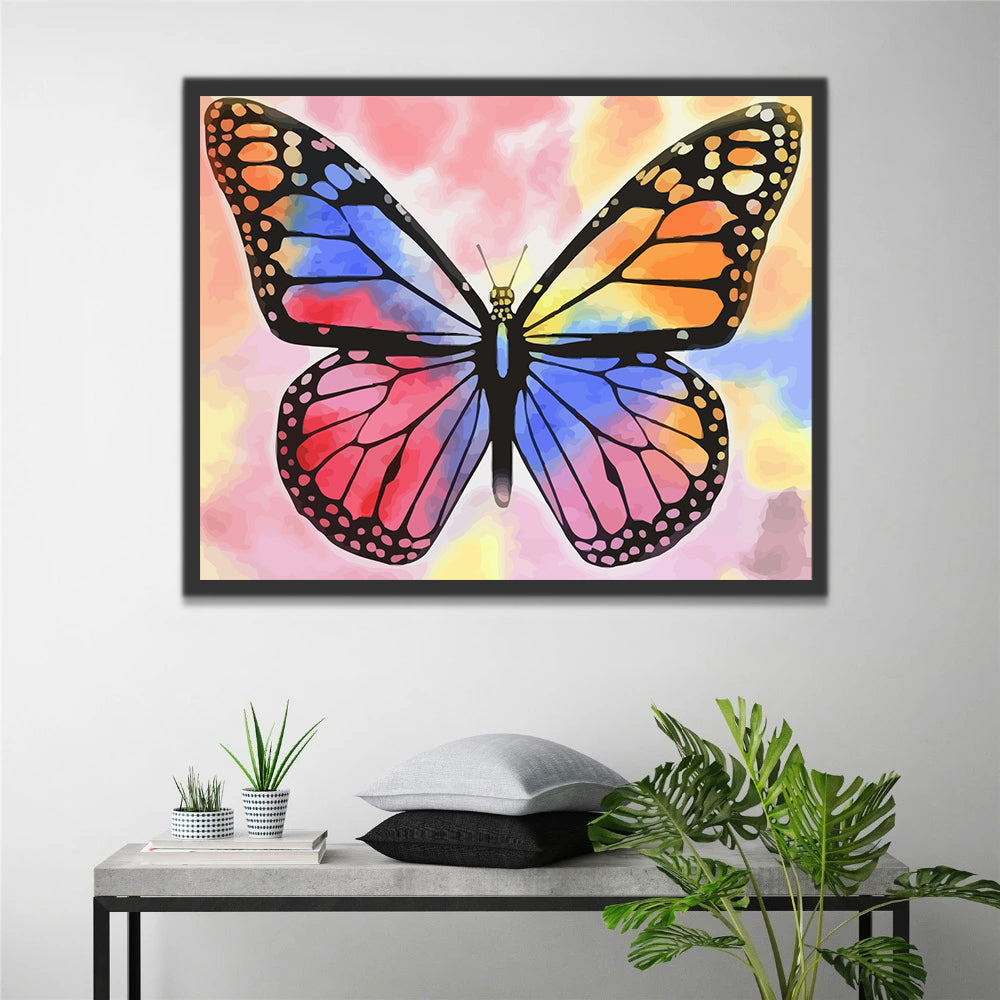Butterfly on Colorful Background Paint by Numbers