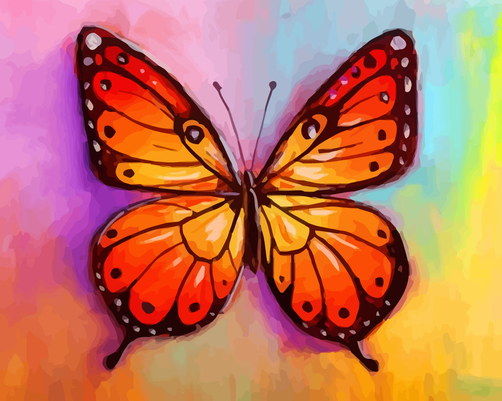 Butterfly on Colorful Background Paint by Numbers