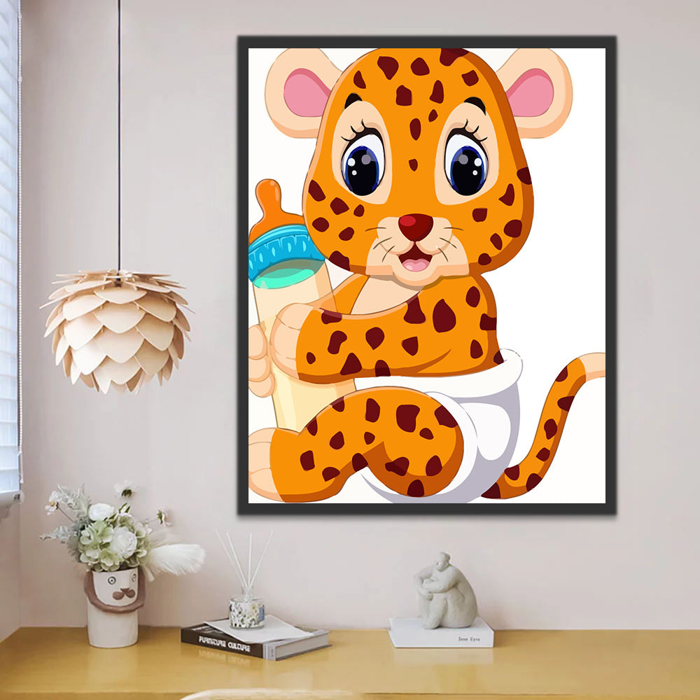 Cartoon Baby Leopard Paint by Numbers for Kids