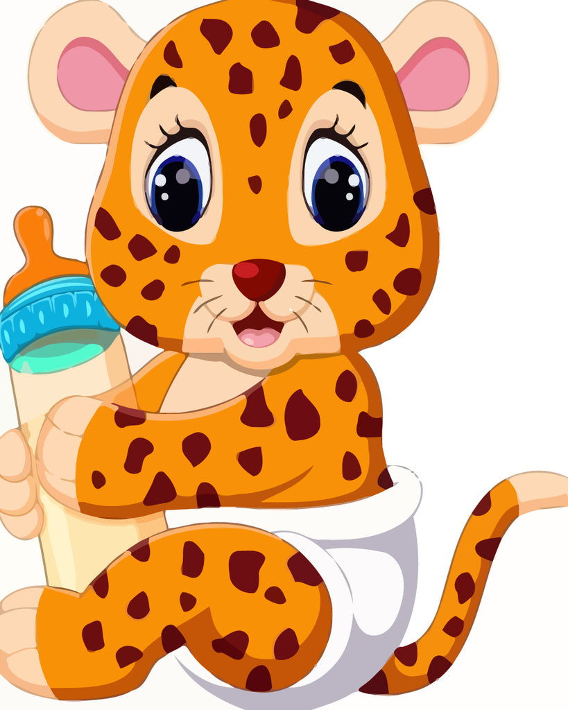 Cartoon Baby Leopard Paint by Numbers for Kids