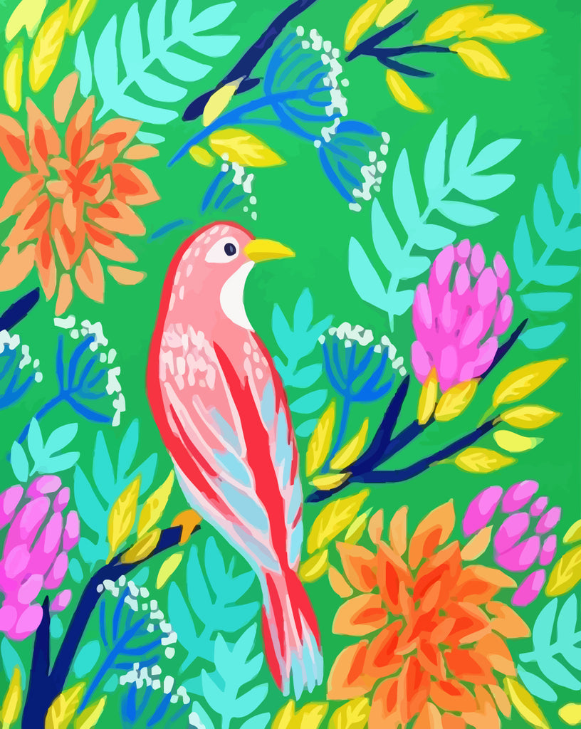 Cartoon Bird in Spring Paint by Numbers