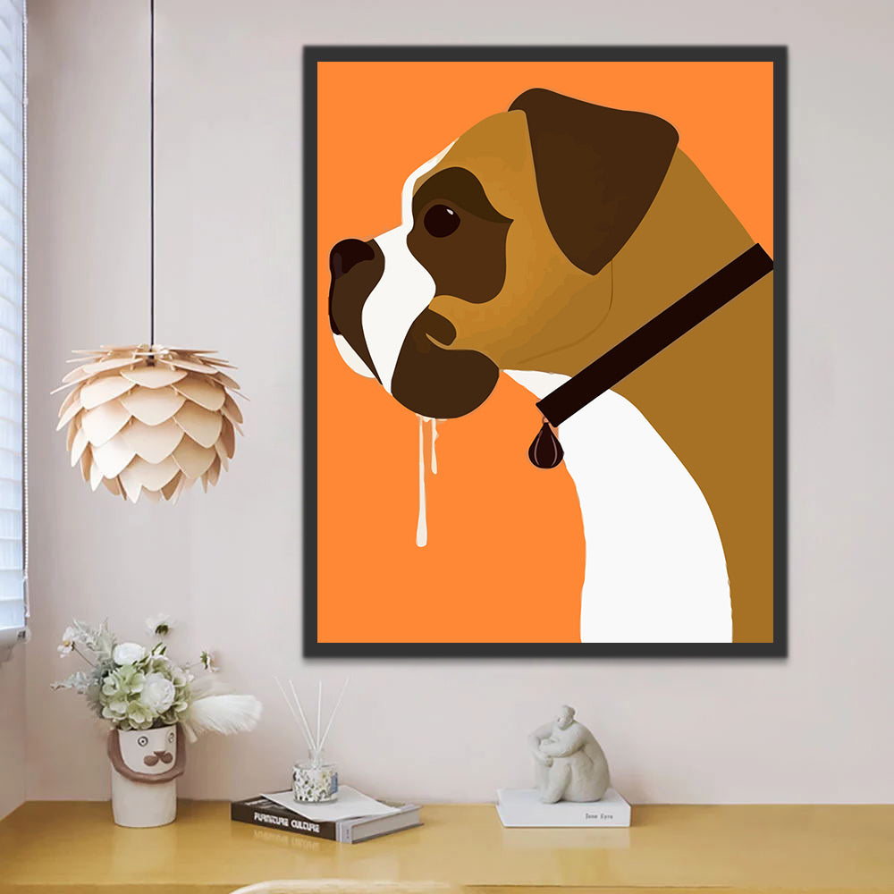 Cartoon Boxer Dog Paint by Numbers for Kids