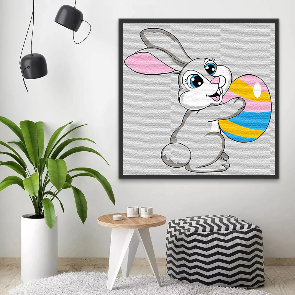 Cartoon Bunny Holding Easter Egg Paint by Numbers for Kids