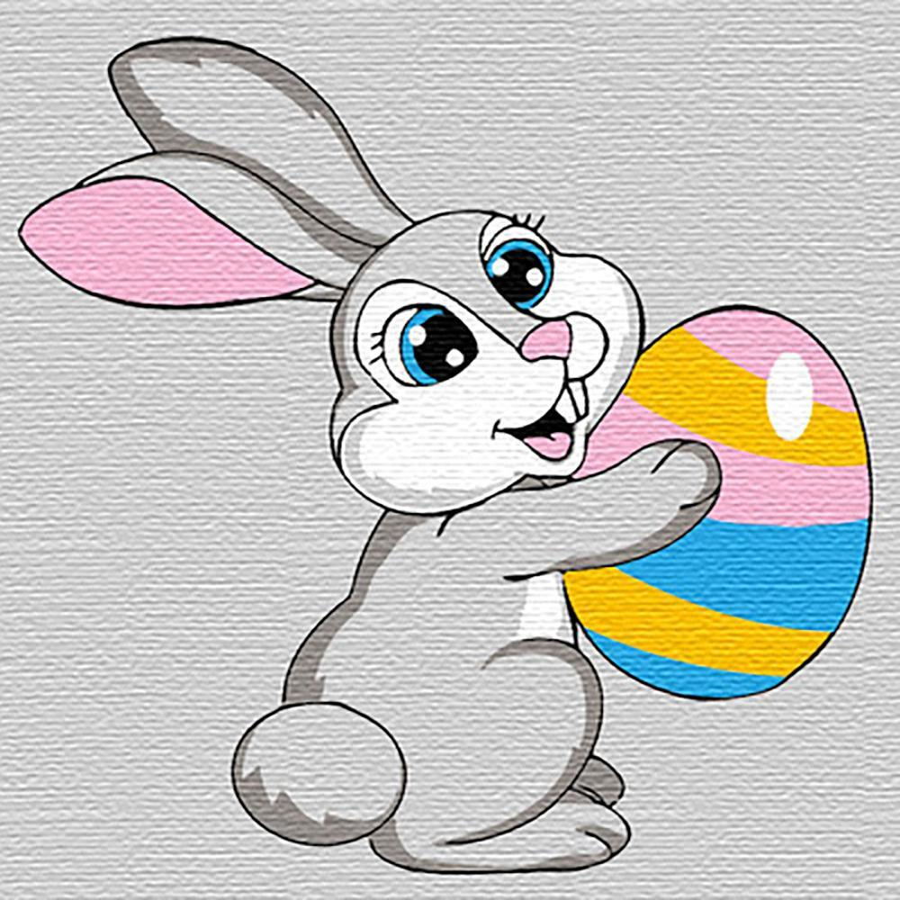 Cartoon Bunny Holding Easter Egg Paint by Numbers for Kids