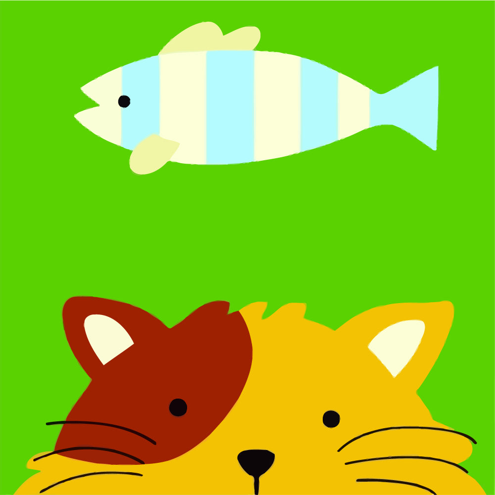 Cartoon Cat and Fish Paint by Numbers for Kids