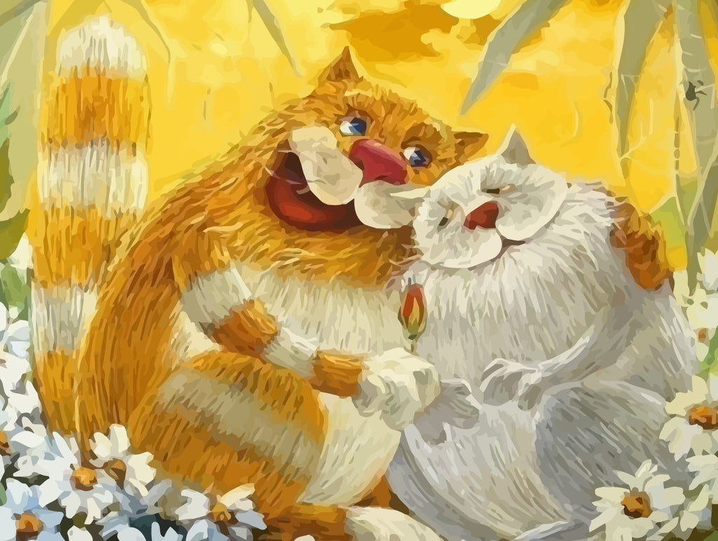 Cartoon Cat Couple Paint by Numbers