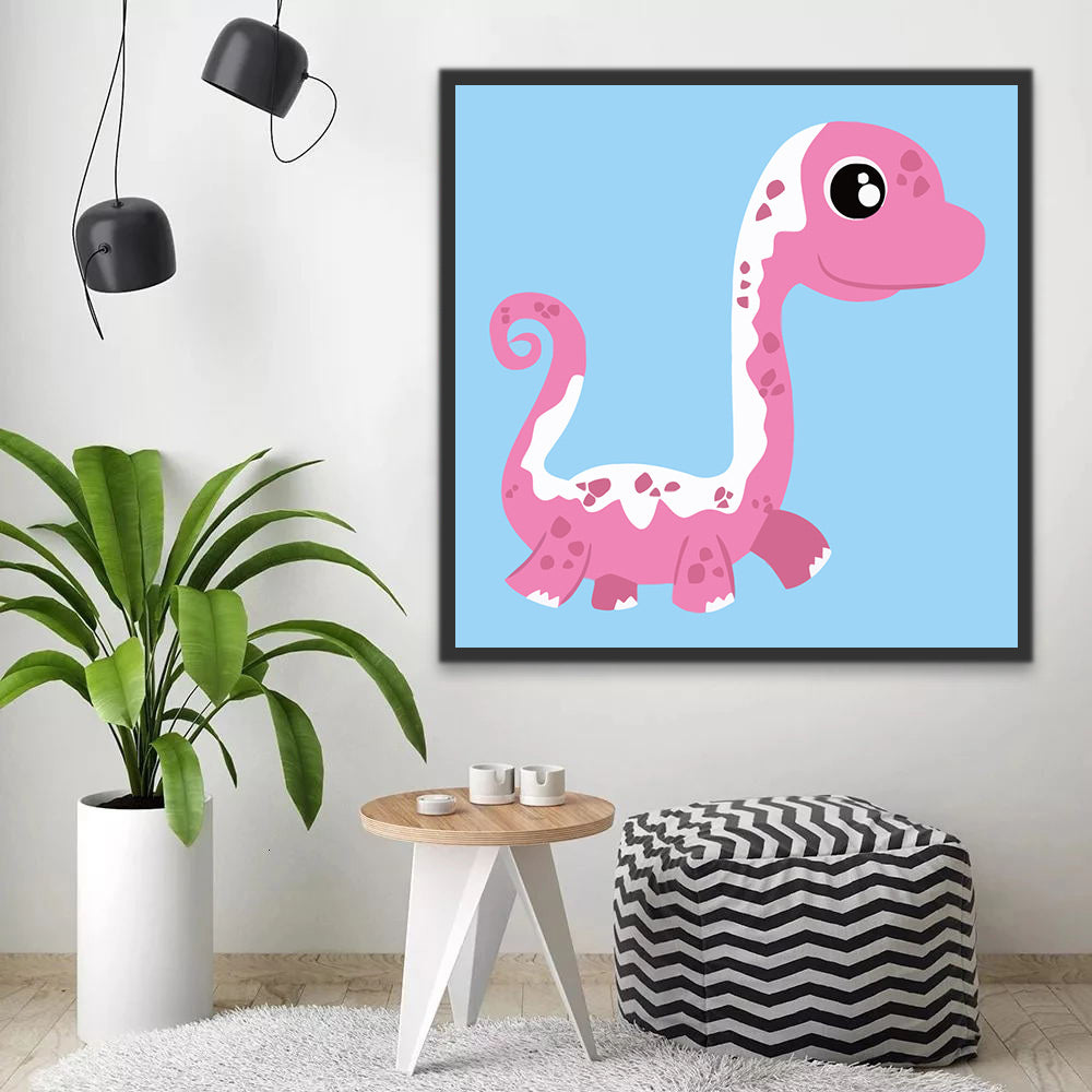 Cartoon Dinosaur with Long Neck Paint by Numbers for Kids