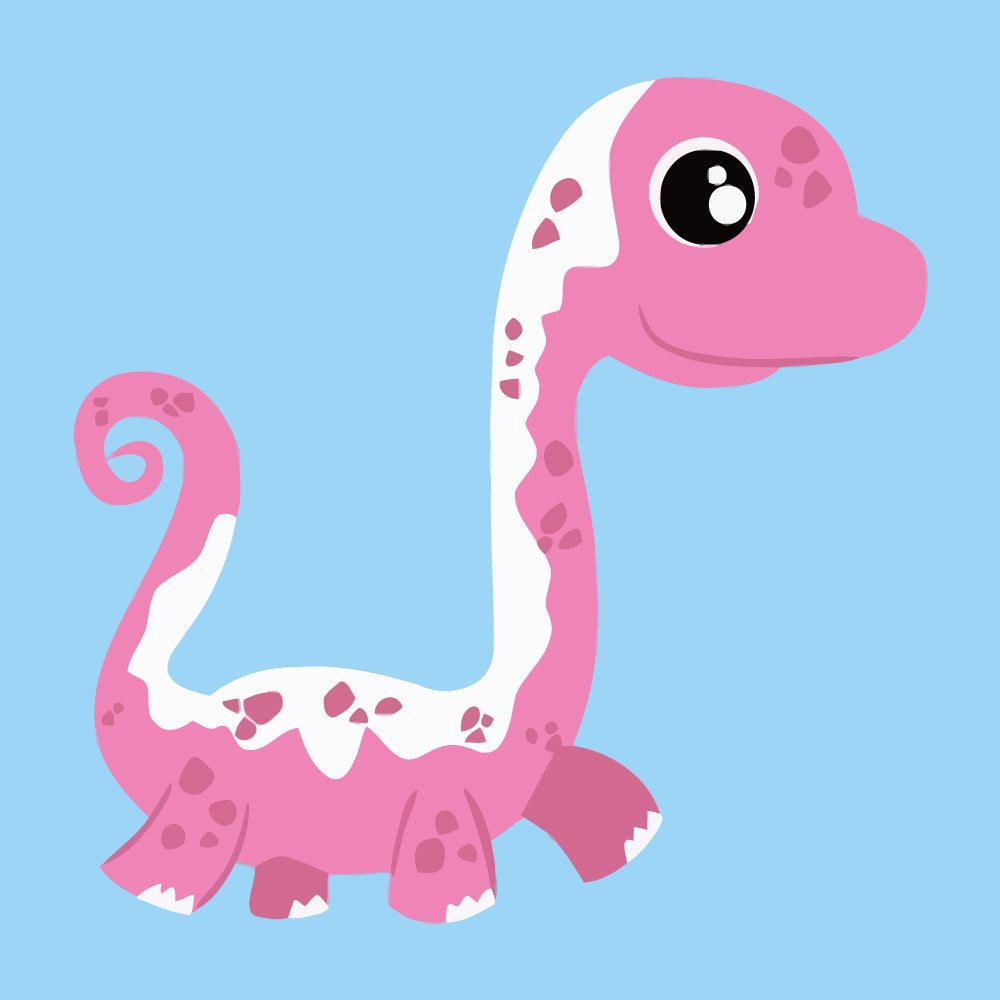 Cartoon Dinosaur with Long Neck Paint by Numbers for Kids