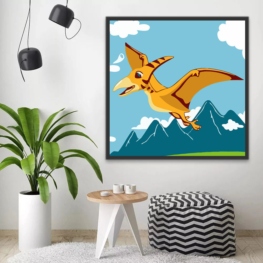 Cartoon Flying Dinosaur Paint by Numbers for Kids