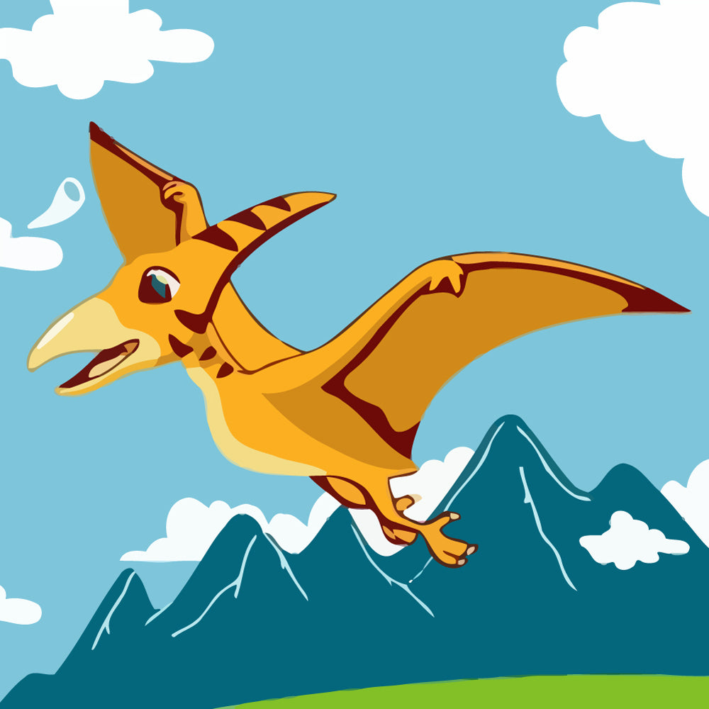 Cartoon Flying Dinosaur Paint by Numbers for Kids