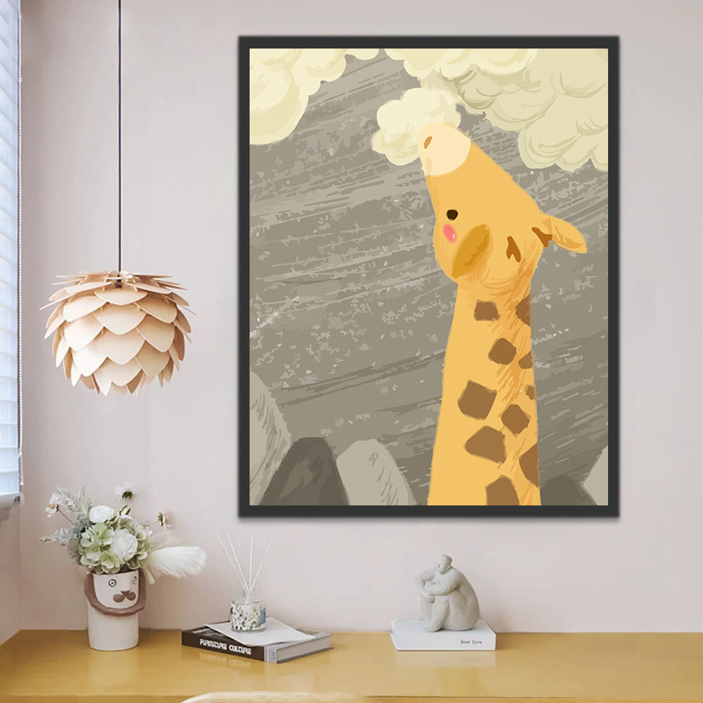 Cartoon Giraffe and Clouds Paint by Numbers for Kids