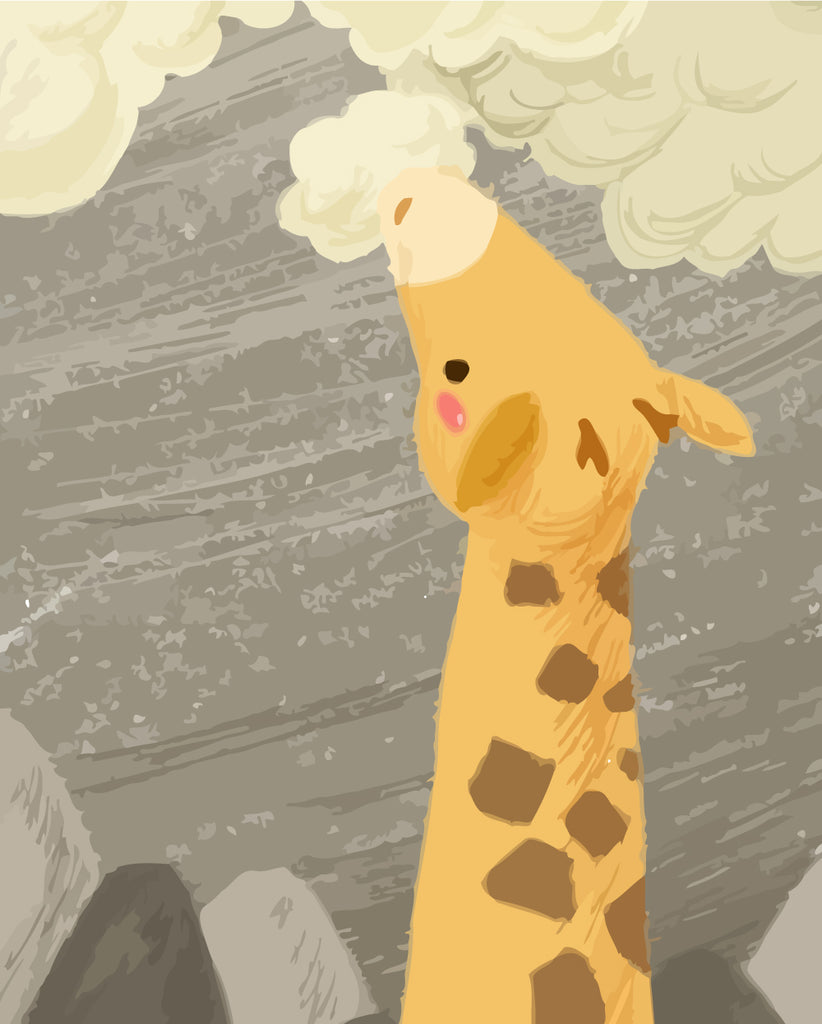 Cartoon Giraffe and Clouds Paint by Numbers for Kids