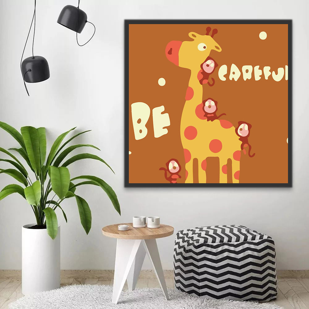 Cartoon Giraffe and Monkeys Paint by Numbers for Kids