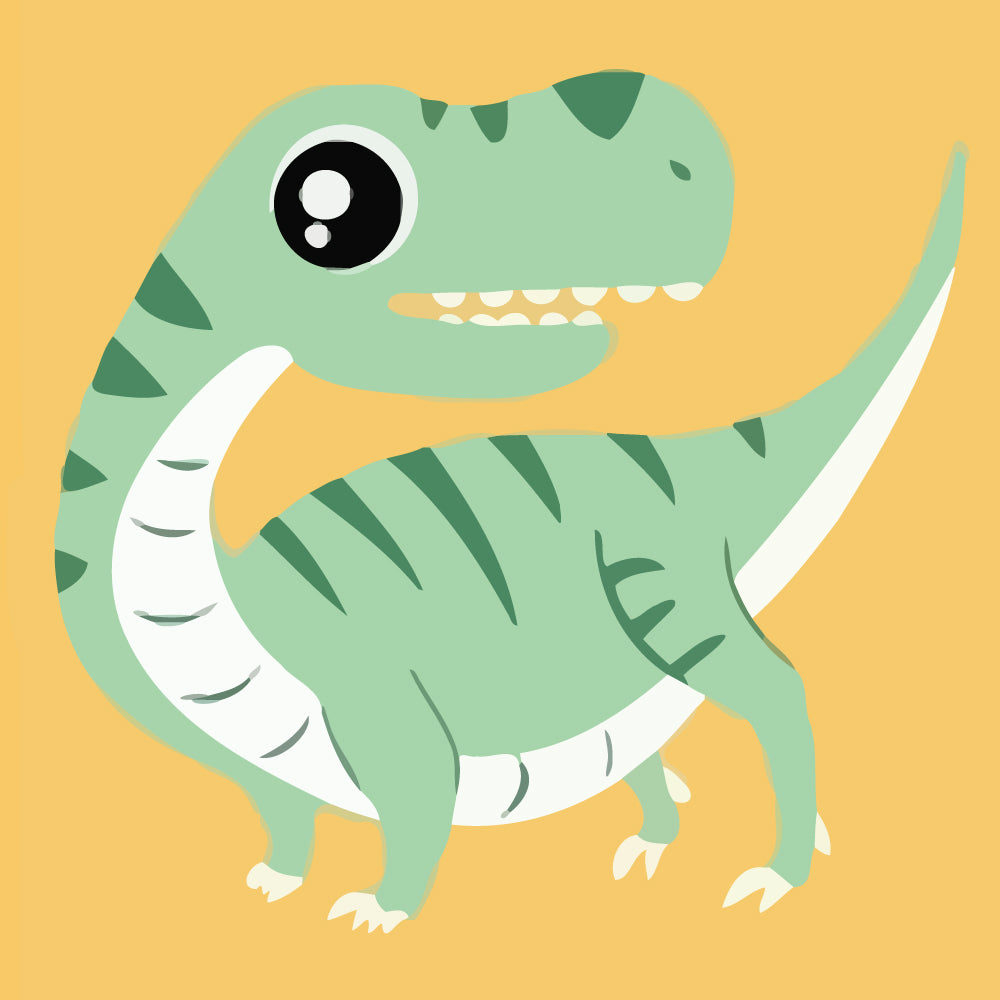 Cartoon Green Dinosaur Paint by Numbers for Kids