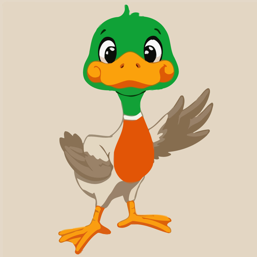 Cartoon Green Duck Paint by Numbers for Kids