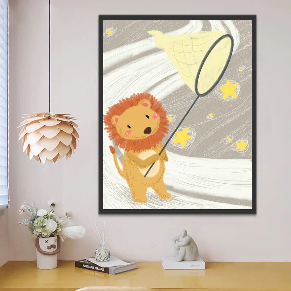 Cartoon Lion and Stars Paint by Numbers for Kids