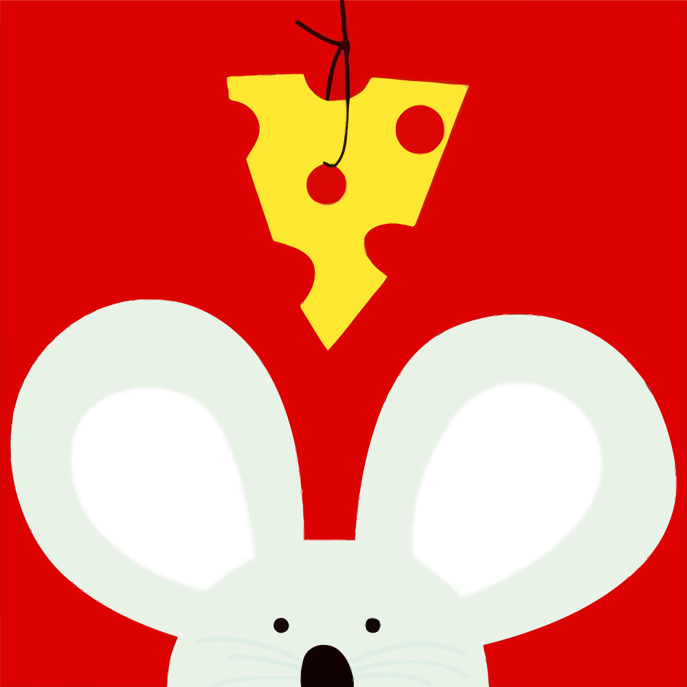 Cartoon Mouse and Cheese Paint by Numbers for Kids