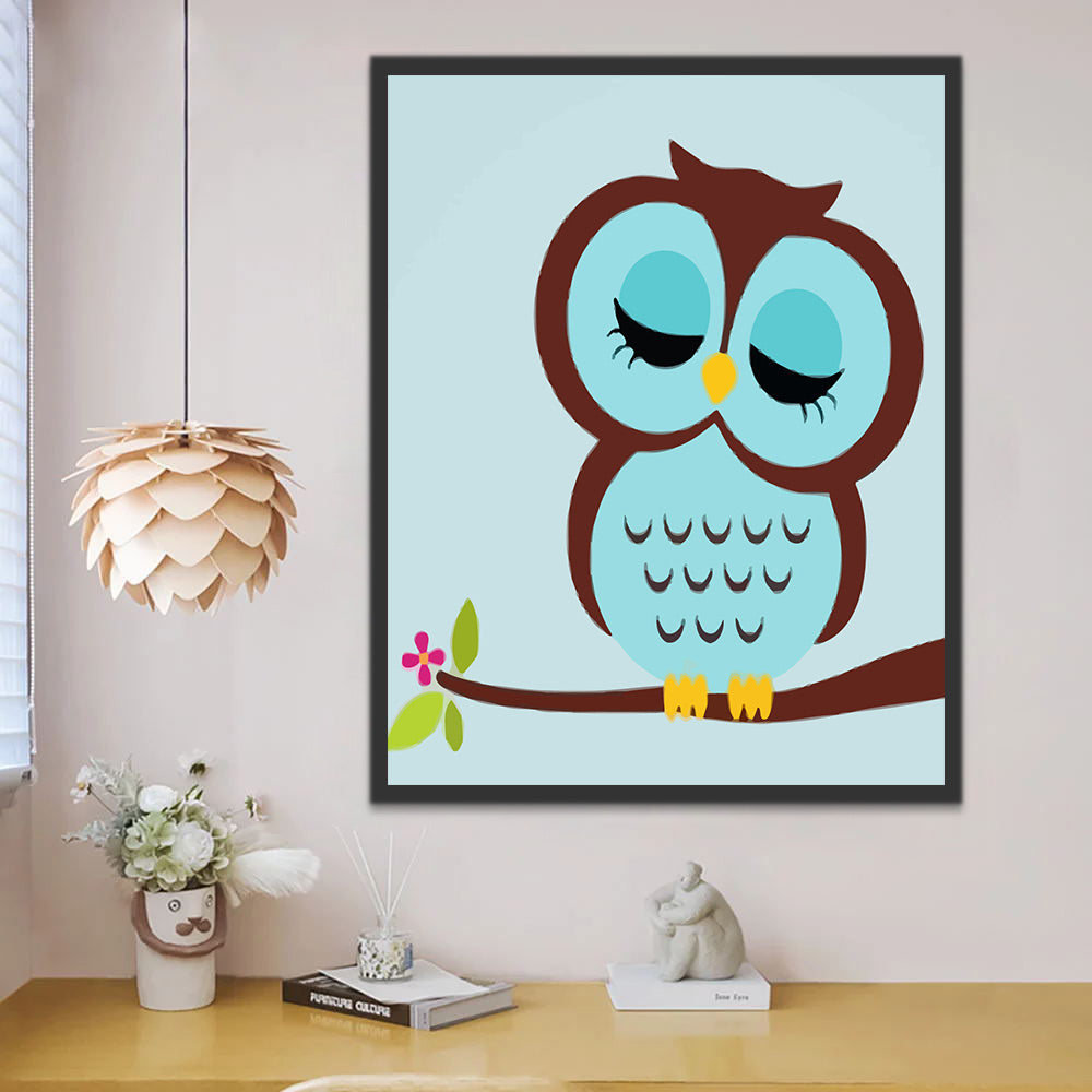 Cartoon Owl on a Branch Paint by Numbers for Kids