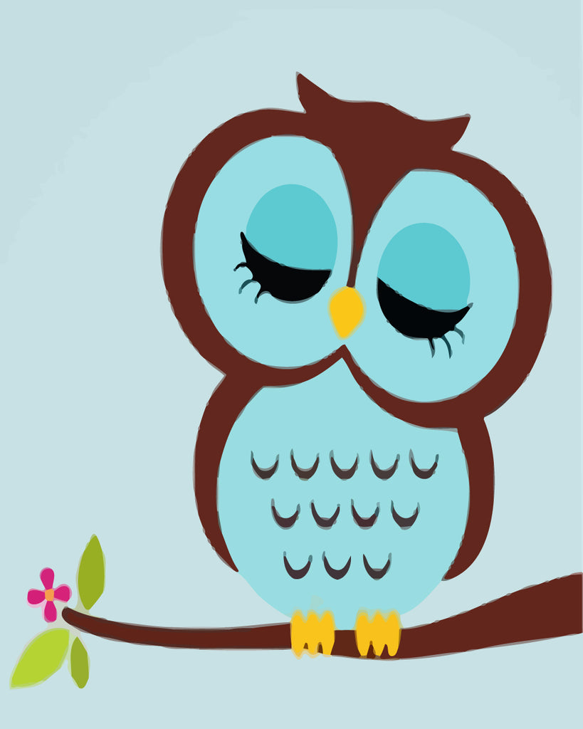 Cartoon Owl on a Branch Paint by Numbers for Kids