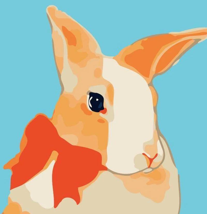 Cartoon Rabbit on Blue Background Paint by Numbers for Kids