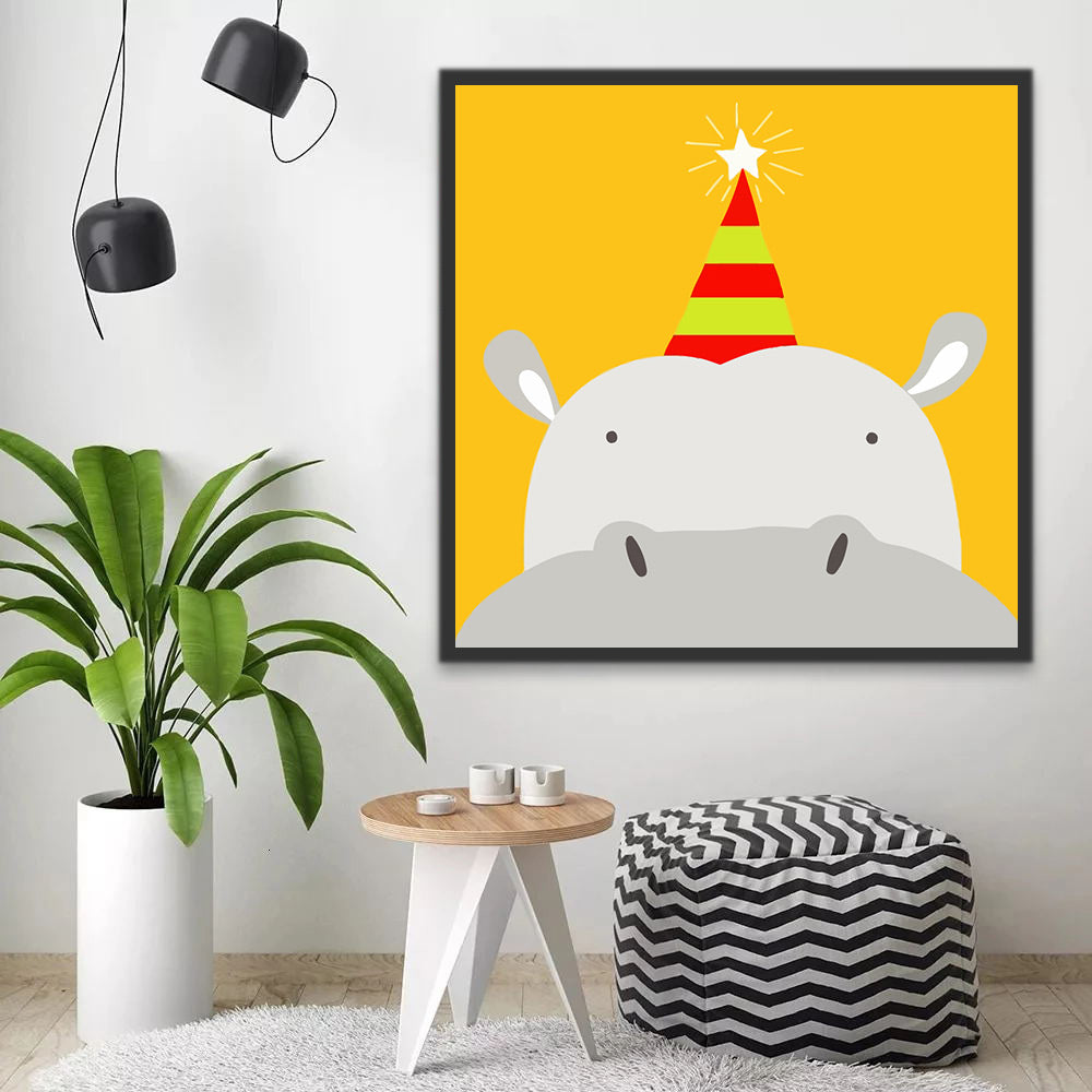 Cartoon Rhino Paint by Numbers for Kids