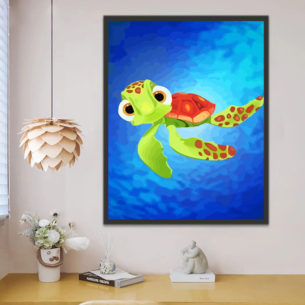 Cartoon Turtle in the Sea Paint by Numbers for Kids