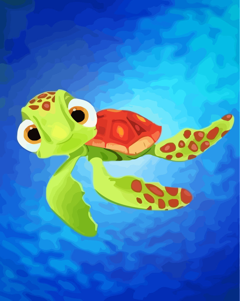 Cartoon Turtle in the Sea Paint by Numbers for Kids