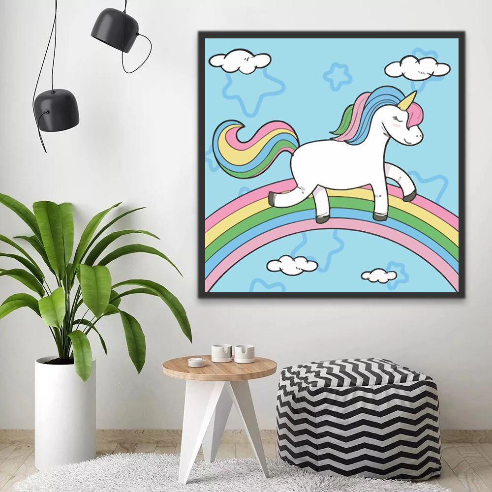 Cartoon Unicorn and Rainbow Paint by Numbers for Kids