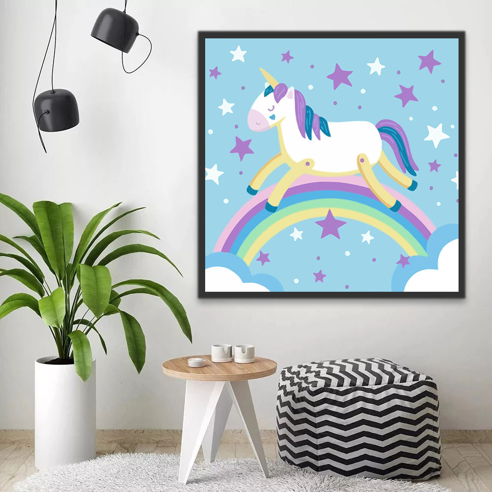 Cartoon Unicorn and Rainbow Paint by Numbers for Kids