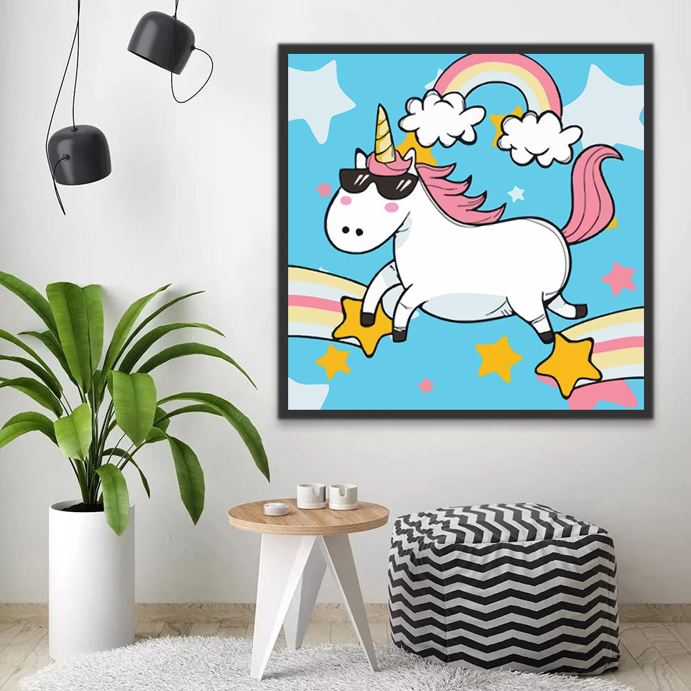 Cartoon Unicorn and Rainbow Paint by Numbers for Kids