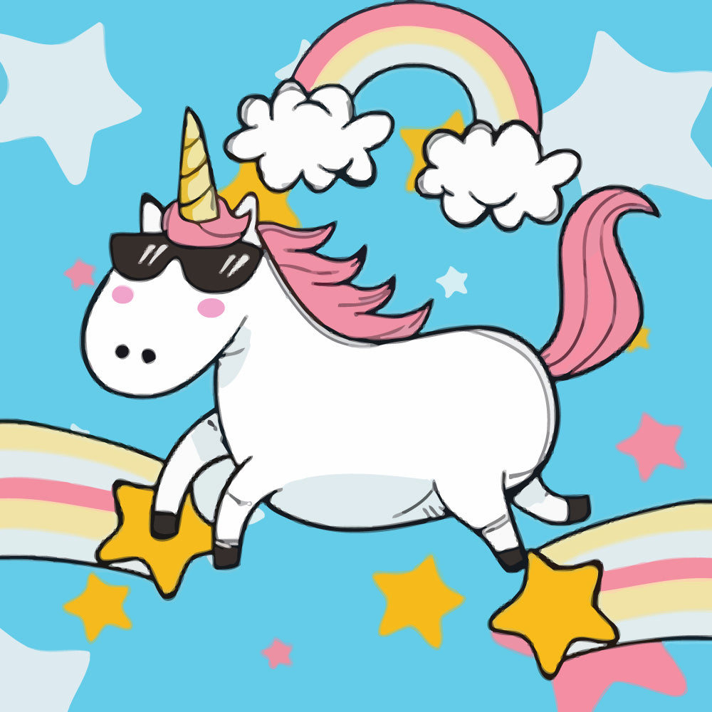 Cartoon Unicorn and Rainbow Paint by Numbers for Kids