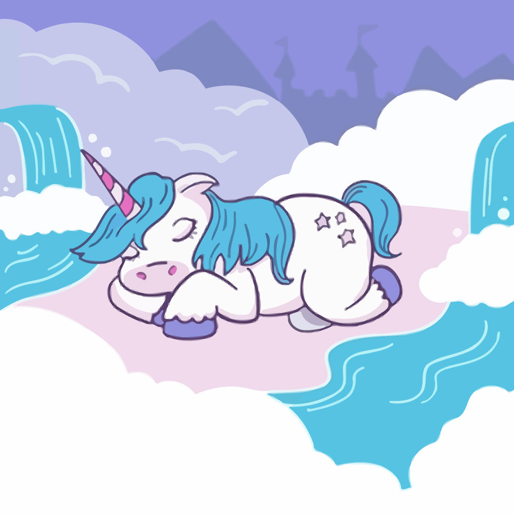 Cartoon Unicorn with Blue Hair Paint by Numbers for Kids