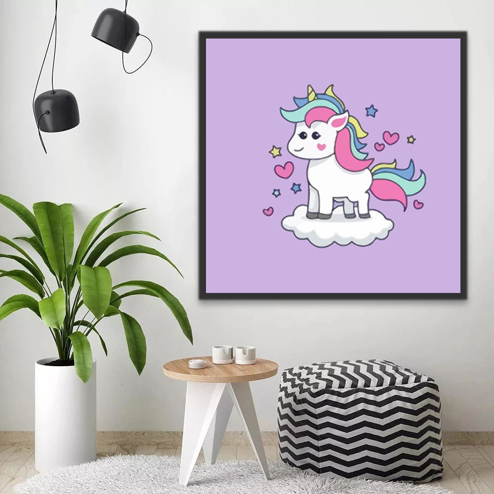 Cartoon Unicorn with Colorful Hair Paint by Numbers for Kids