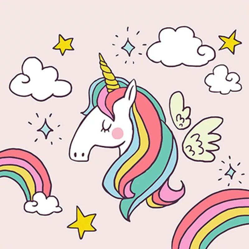 Cartoon Unicorn with Colorful Hair Paint by Numbers for Kids