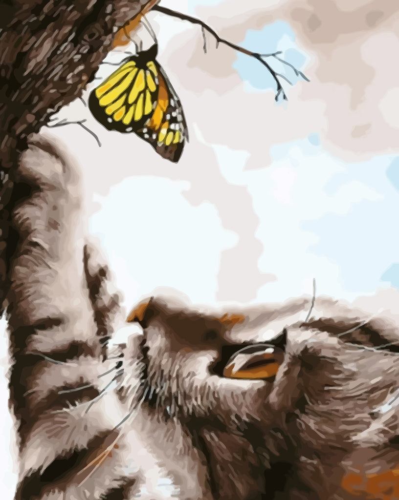 Cat and Butterfly Paint by Numbers