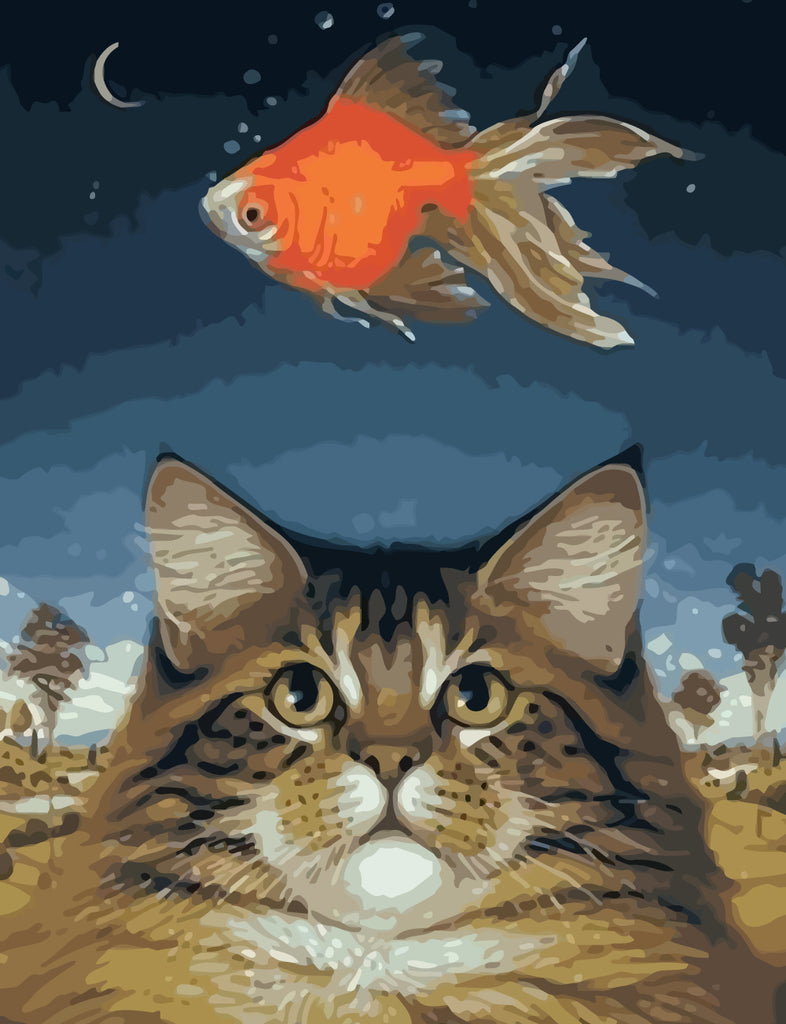 Cat and Fish Paint by Numbers