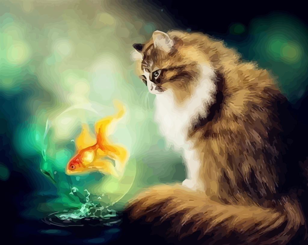 Cat and Fish Paint by Numbers