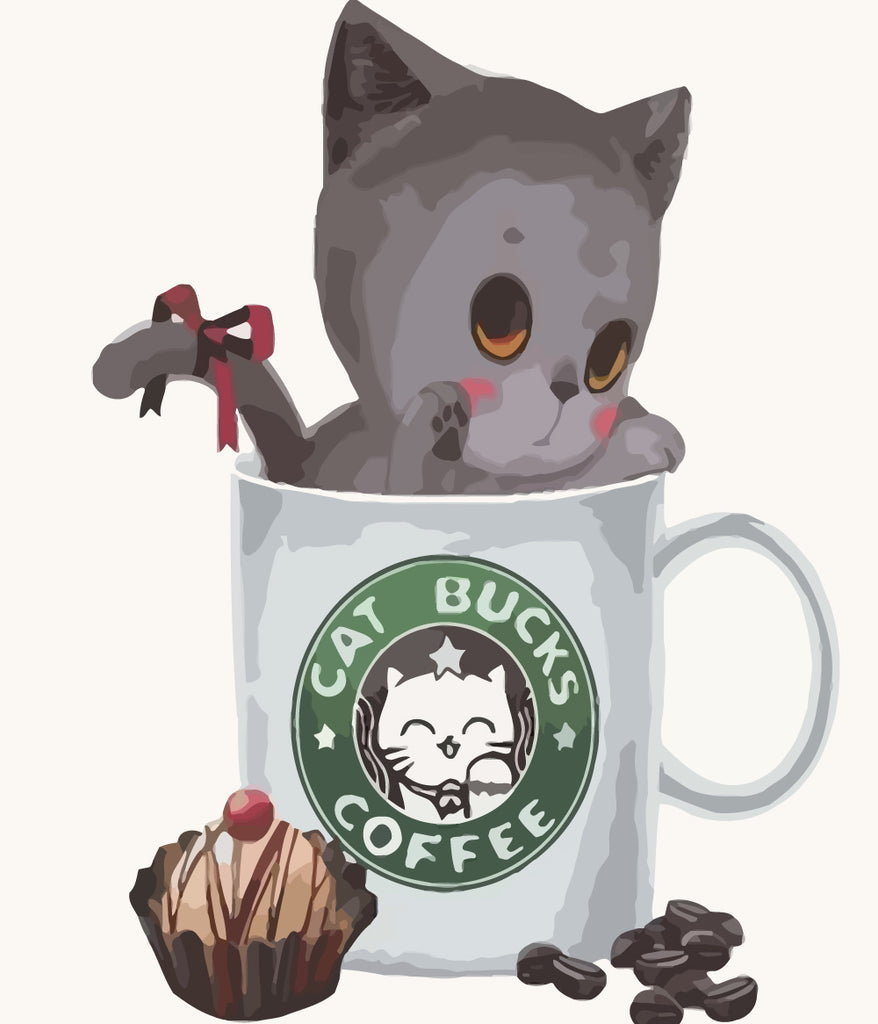 Cat Coffee Paint by Numbers