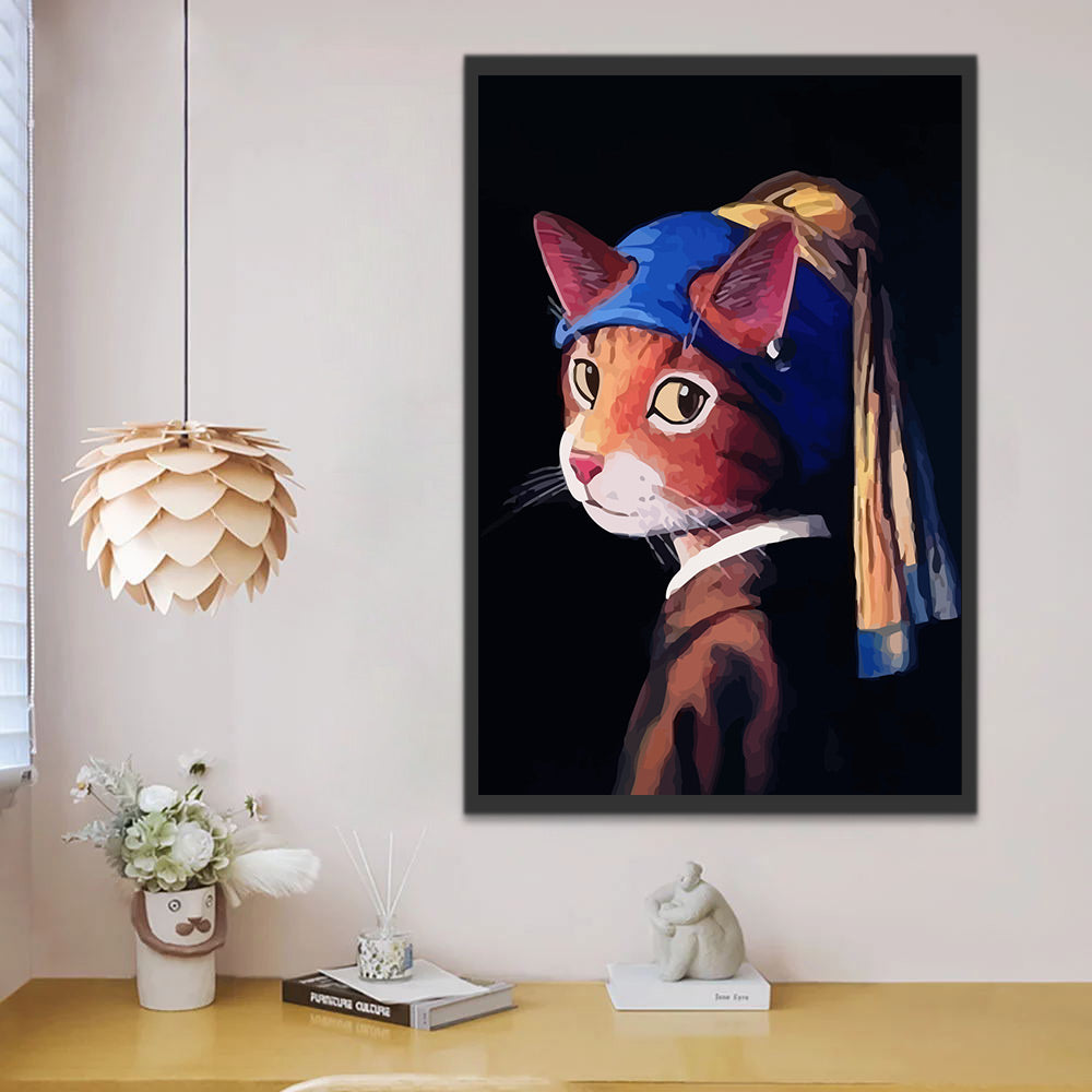 Cat Wearing Blue Turban Paint by Numbers