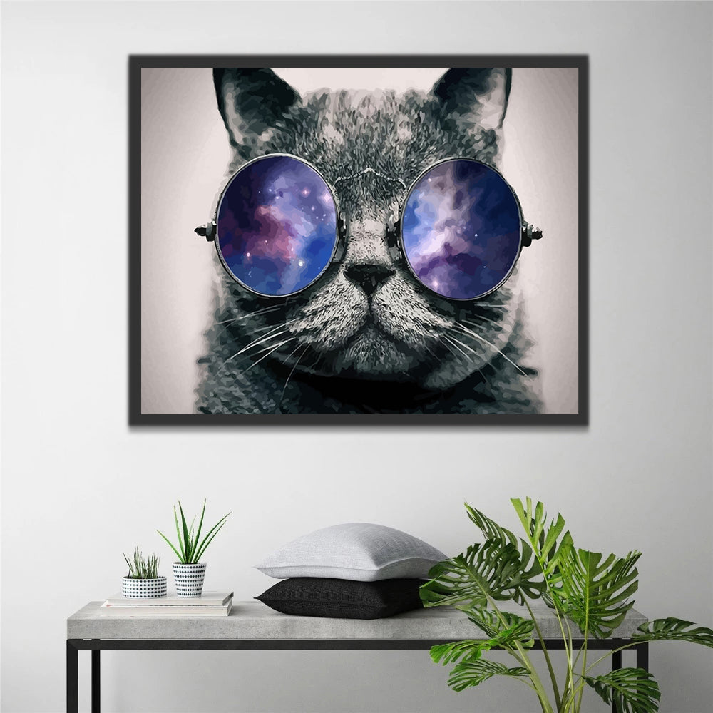 Cat Wearing Glasses Paint by Numbers