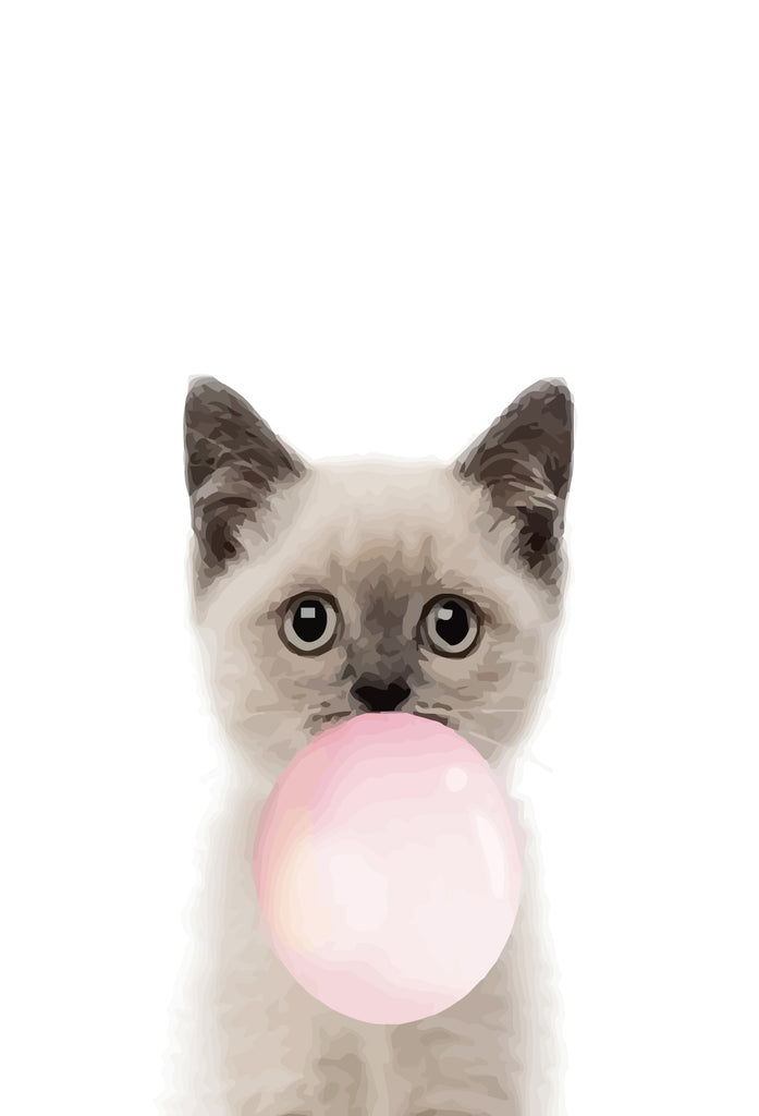 Cat with Bubble Gum Paint by Numbers