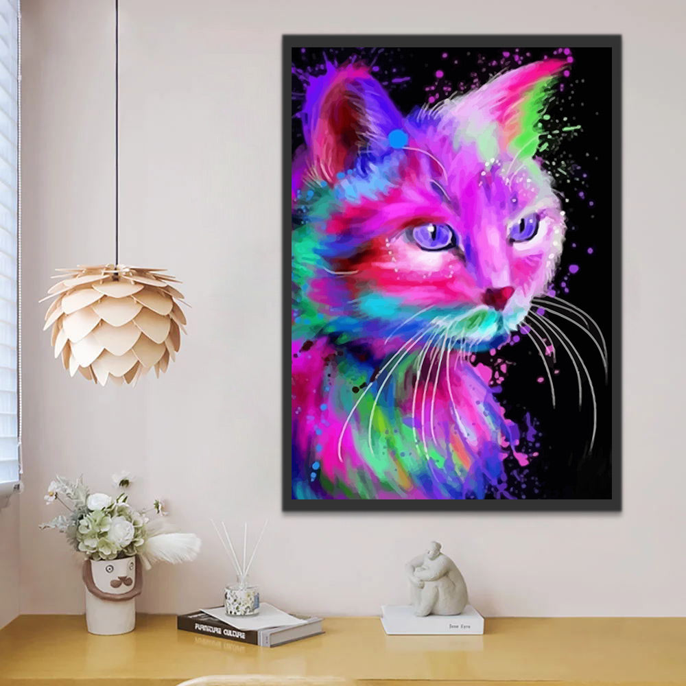 Cat with Purple Eyes Paint by Numbers