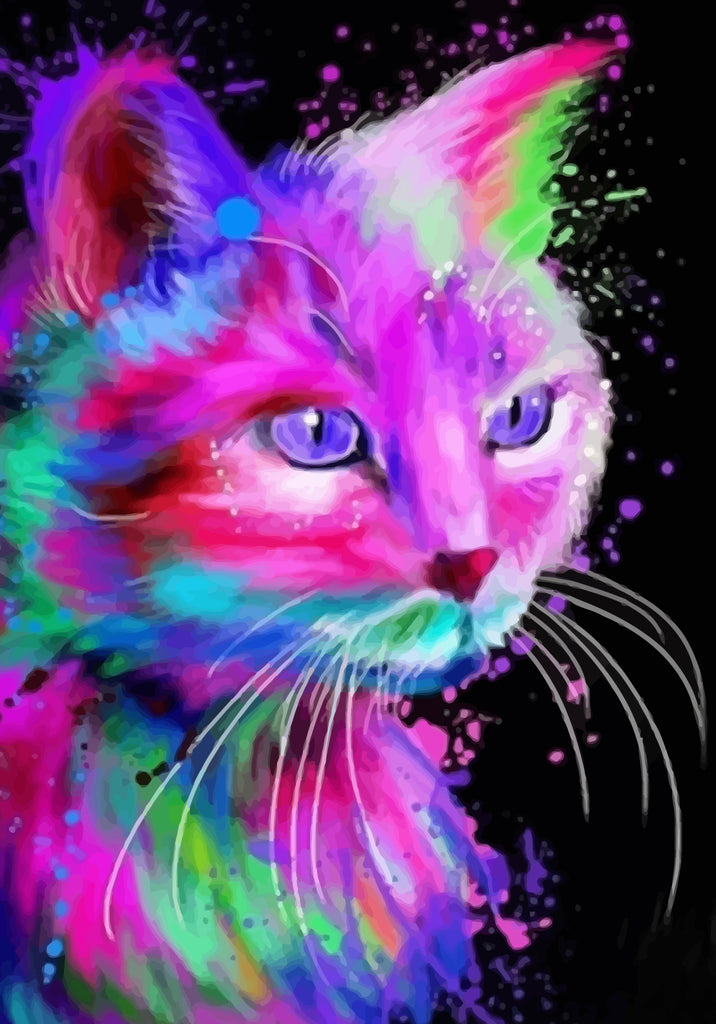 Cat with Purple Eyes Paint by Numbers