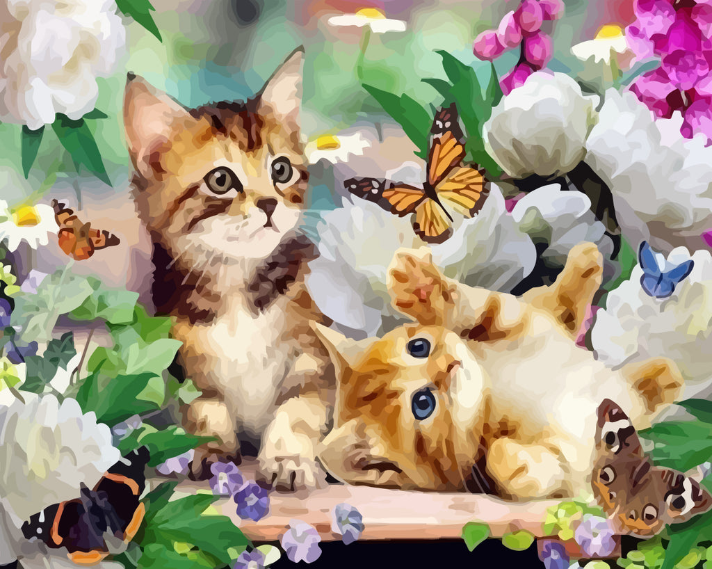 Cats, Flowers and Butterflies Paint by Numbers