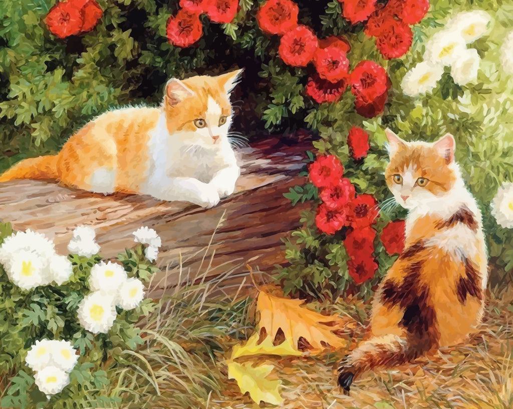 Cats in the Garden Paint by Numbers