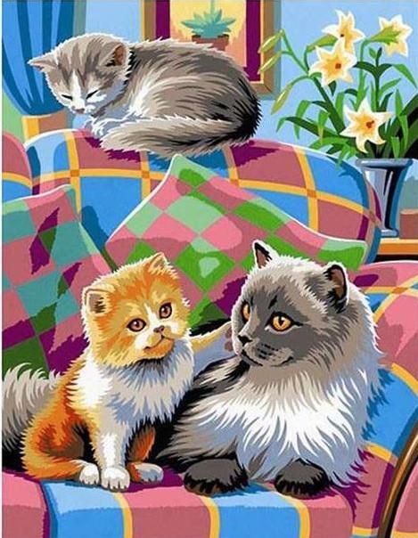 Cats on Sofa Paint by Numbers