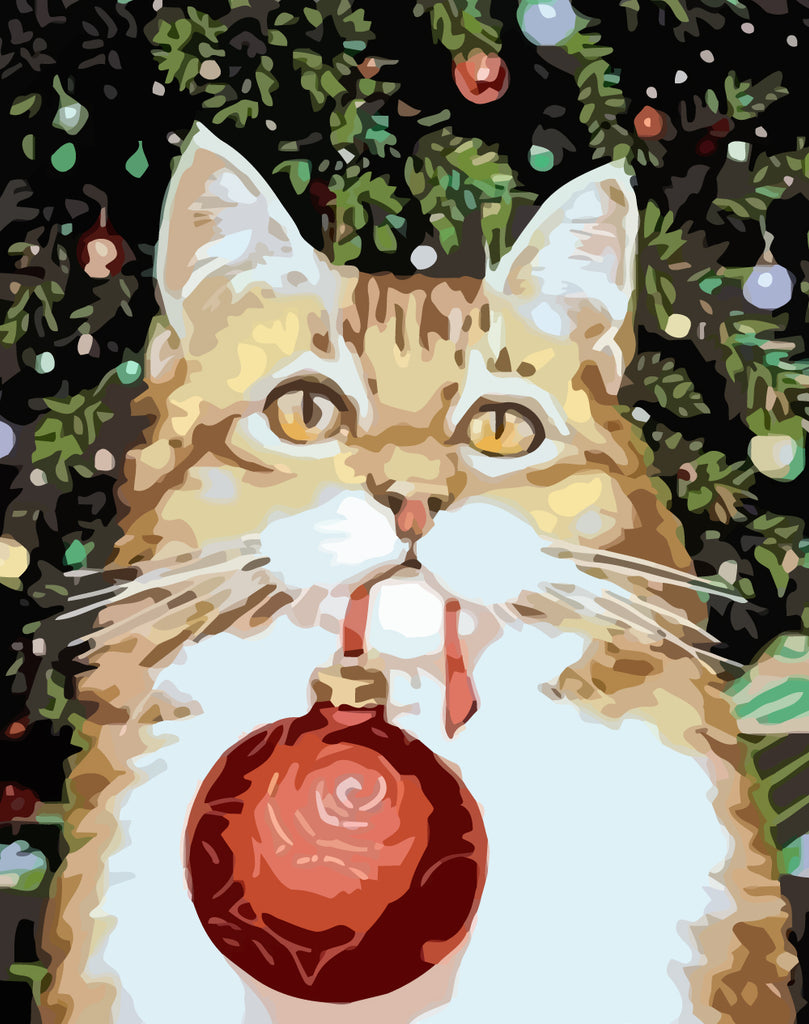 Christmas Cat Paint by Numbers