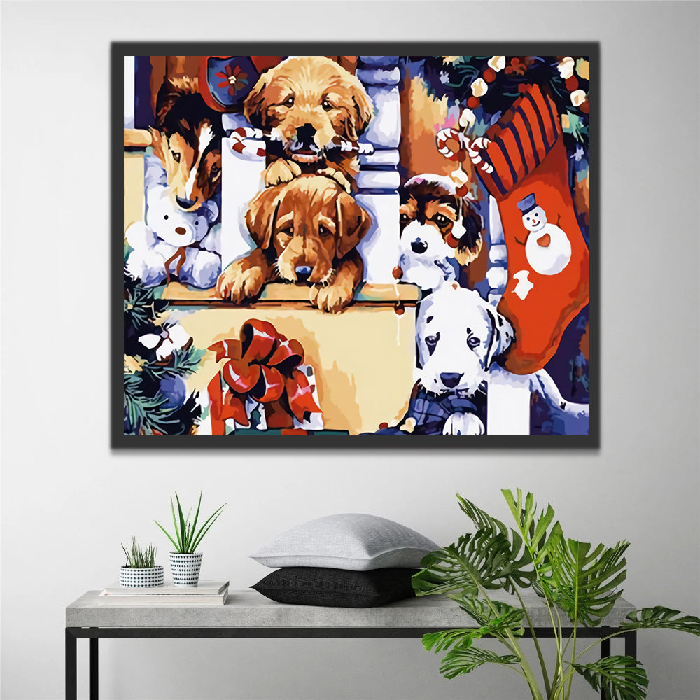 Christmas Dogs Paint by Numbers