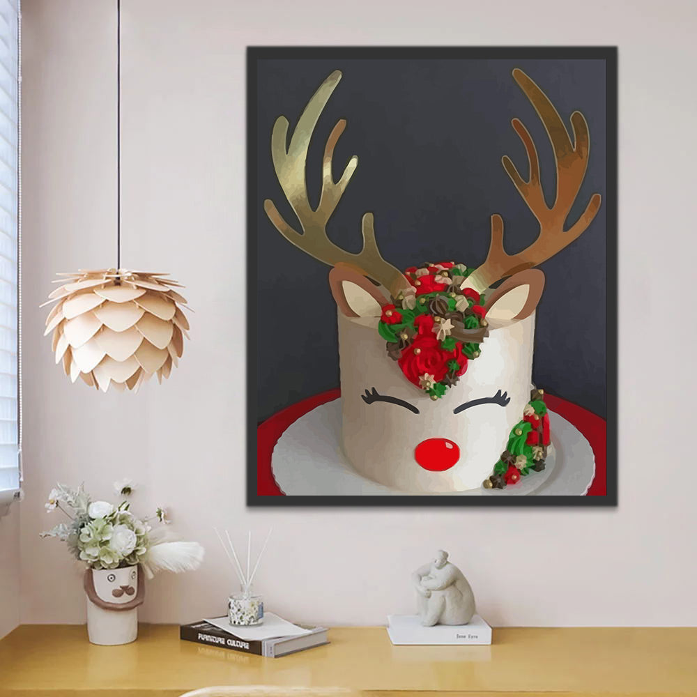 Christmas Elk Cake Paint by Numbers